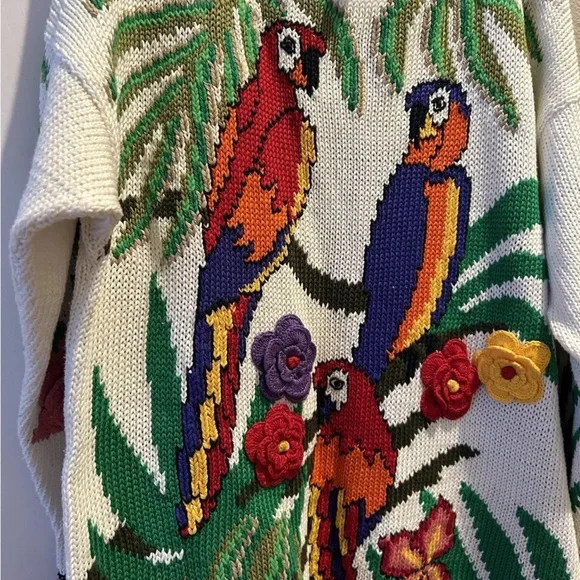 PARROTS 🦜 From Peru! Hand knitted sweater! Amazing - Picture 5 of 7